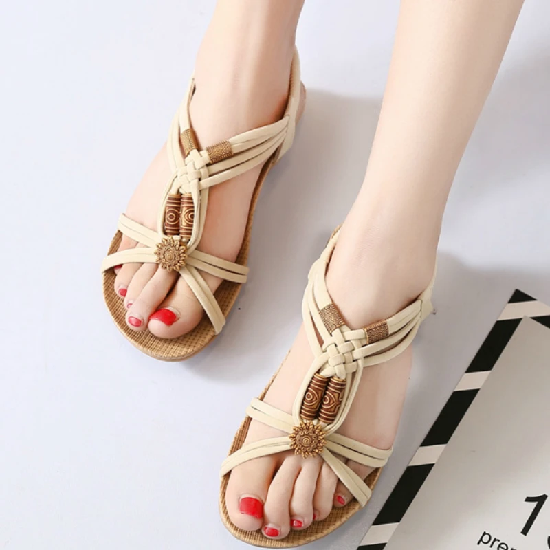 Летние женские сандалии гладиаторы в богемном стиле Повседневная пляжная