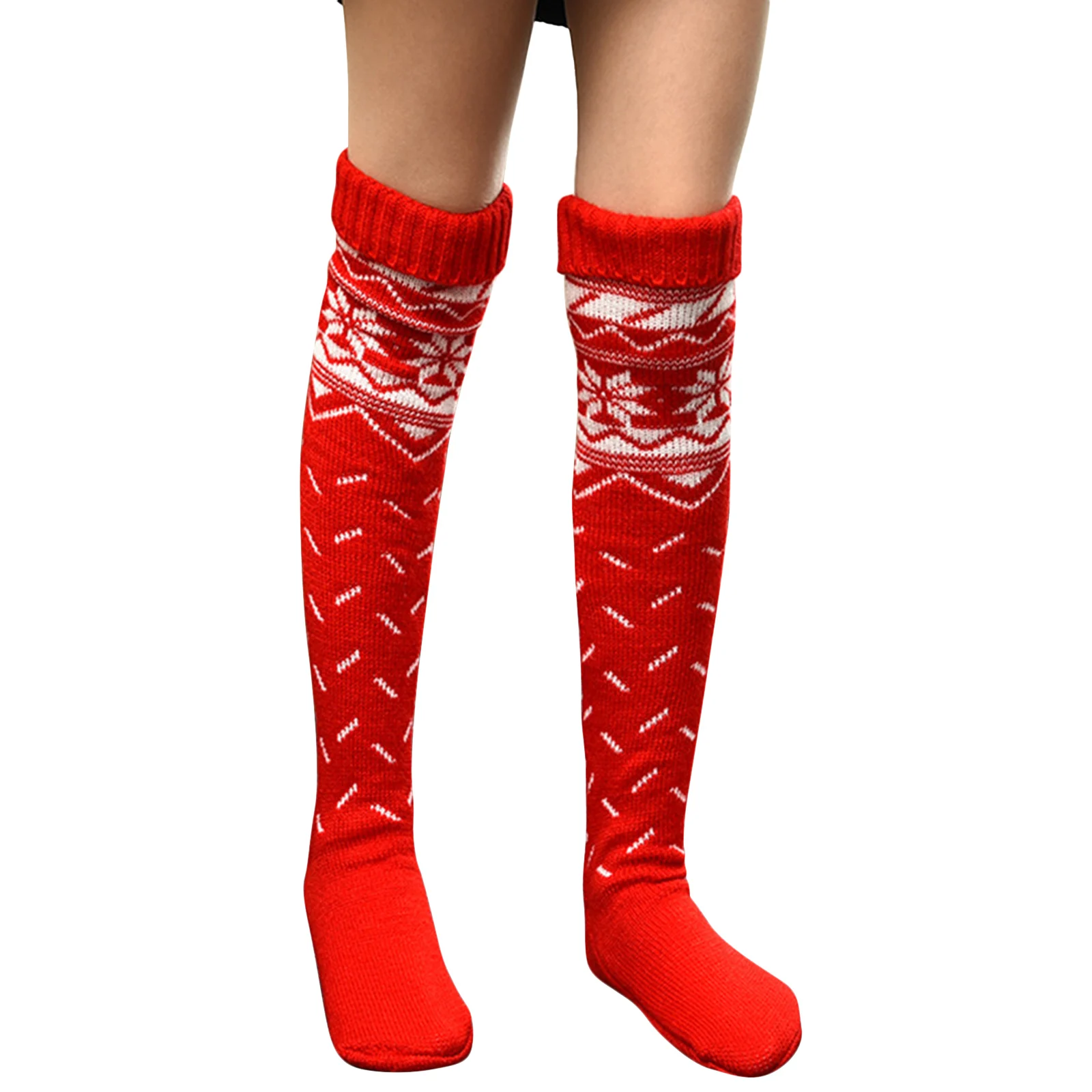 Милые осенние длинные чулки для девочек женские Рождественские теплые вязаные