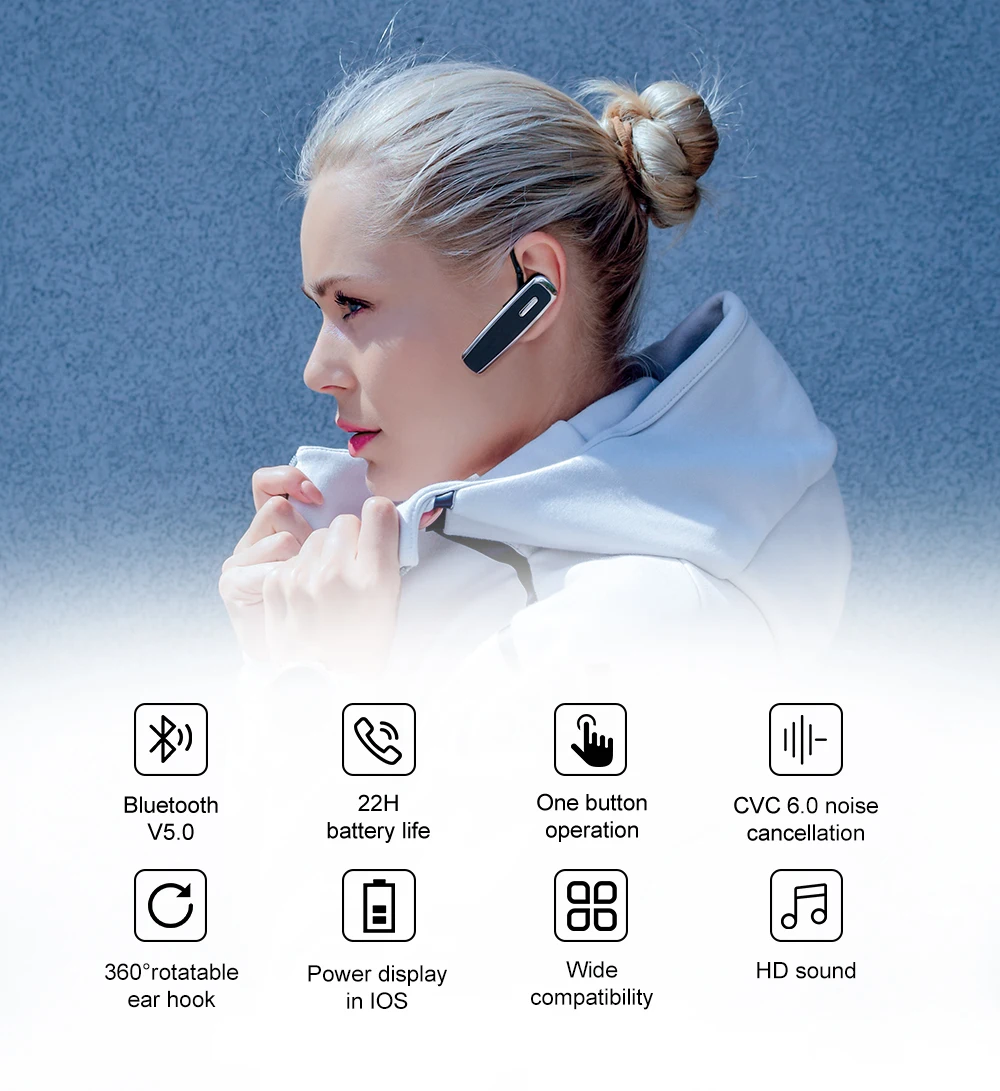 Новинка Bee B30 Bluetooth наушники 22H время разговора Поворотная гарнитура громкой связи беспроводные наушники с шумоподавлением Микрофон для телефона