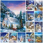 Набор для алмазной вышивки QIZITENG, набор для рисования с изображением снежного дома, стразы, снеговик, мозаика, вышивка крестиком, подарок