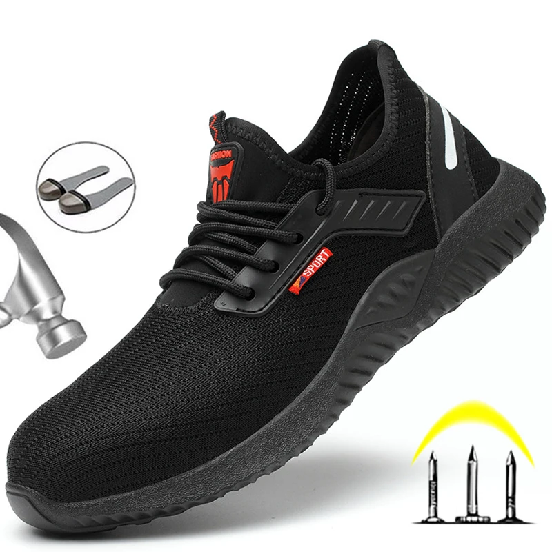 

Breathable Work Shoes Men's Safety Boots With Steel Toe Indestructible Work Boots Men's Safety Shoes Anti-smashing Work Sneakers
