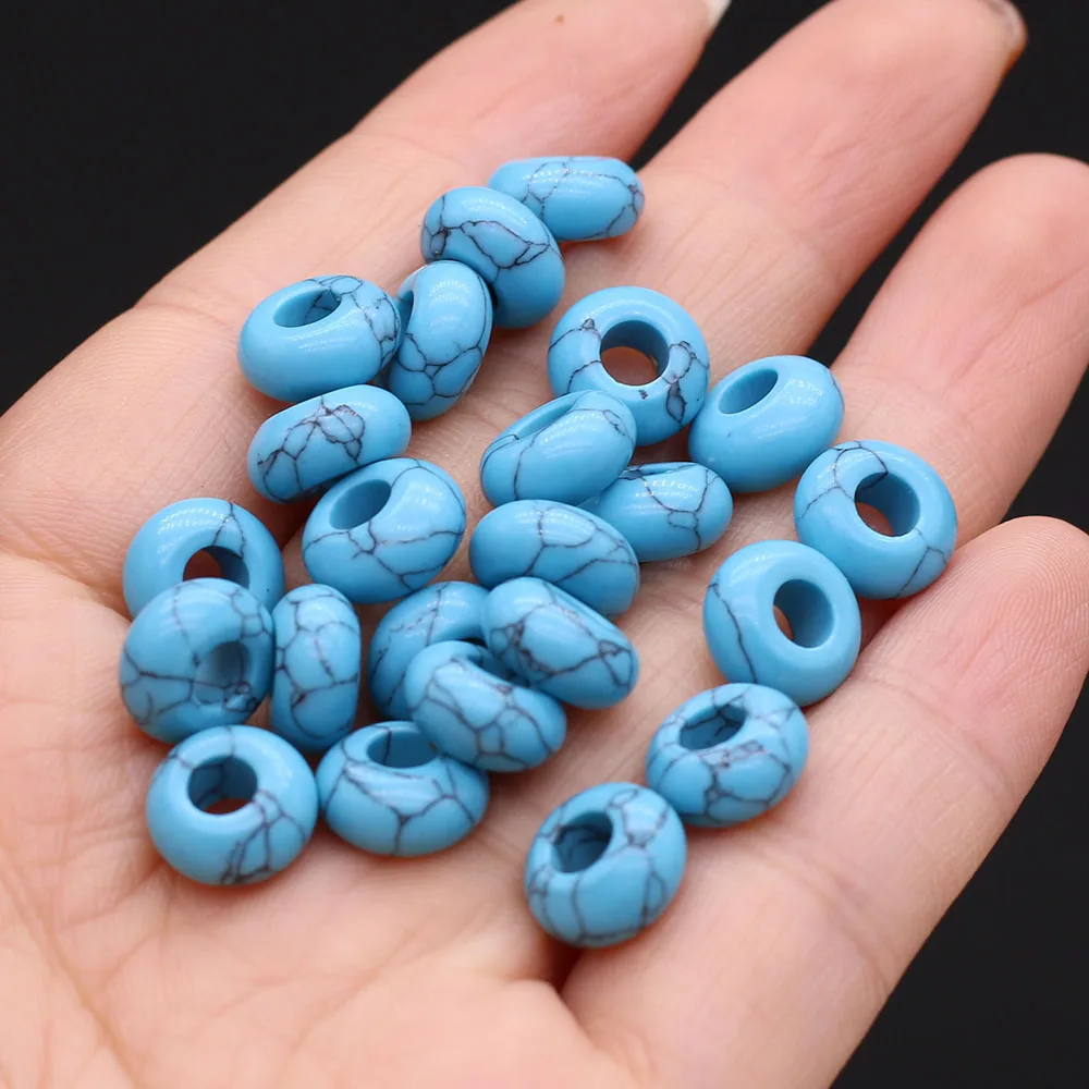 

10 PCS Natural Stone Beads Pendant Abacus Shape Blue Turquoise 5x10mm for DIY Jewelry Making Necklace Bracelet Earrings Gift
