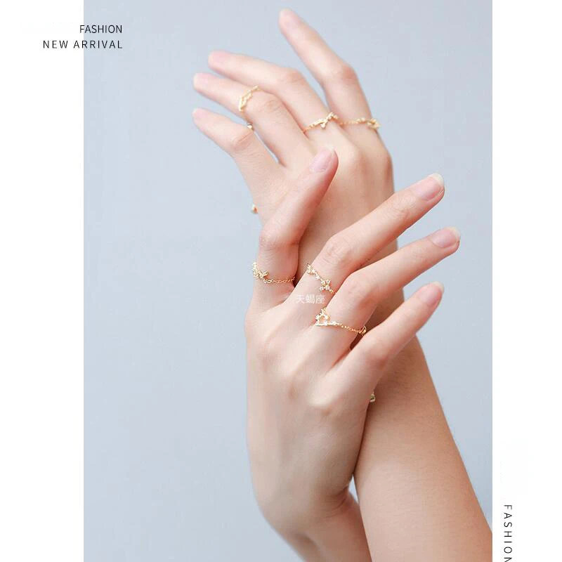 Женское кольцо с созвездиями Trustdavis серебро 925 пробы золото хрусталь|Кольца| |