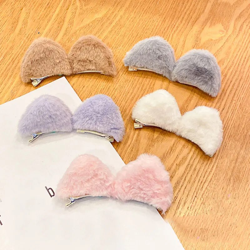 

1Pair New Girls Cute Soft Plush Cat Ears Hairpins Children Sweet Hair Decorate Selfie Props Hair Clips Fashion Hair Accessories