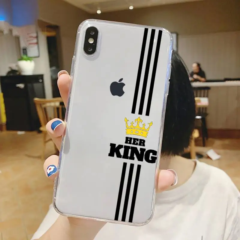 

Crown Letter King Queen luxury Phone Case Transparent soft For iphone 5 6 7 8 11 12 s c se plus mini x xs xr pro max shell