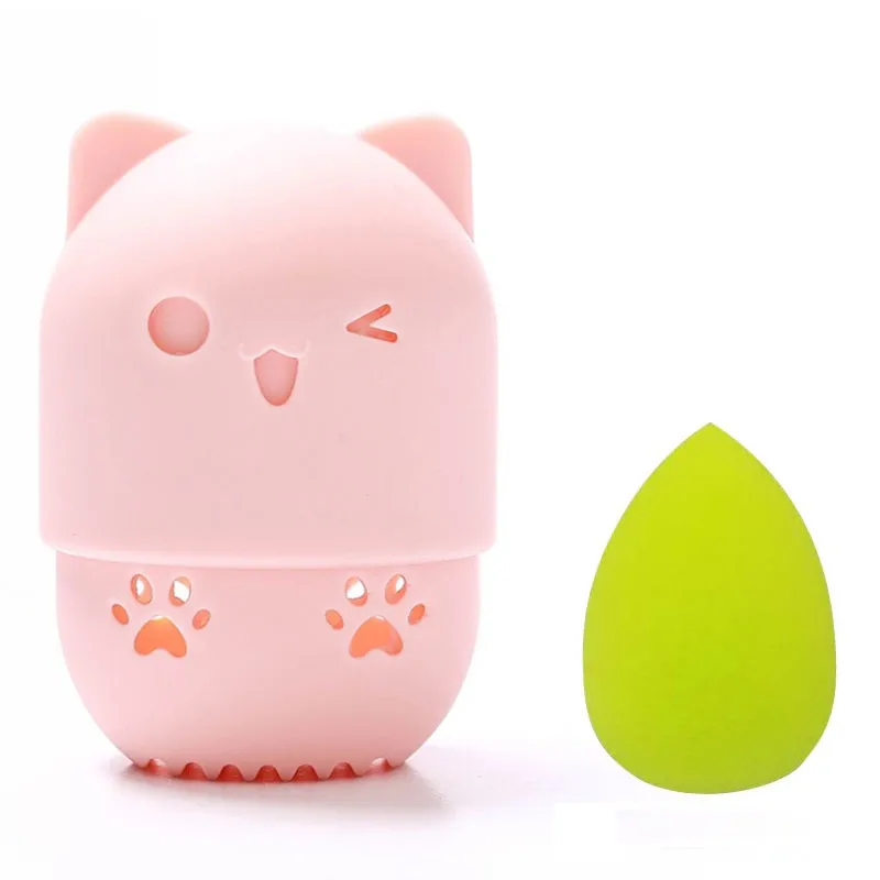 pink-10pcs 10/20/30 шт мини губка яйцо с 10 Цвета Форма макияж губка силиконовый держатель для питьевой косметический слойка мини пуховка для пудры - Цвет: pink-10pcs