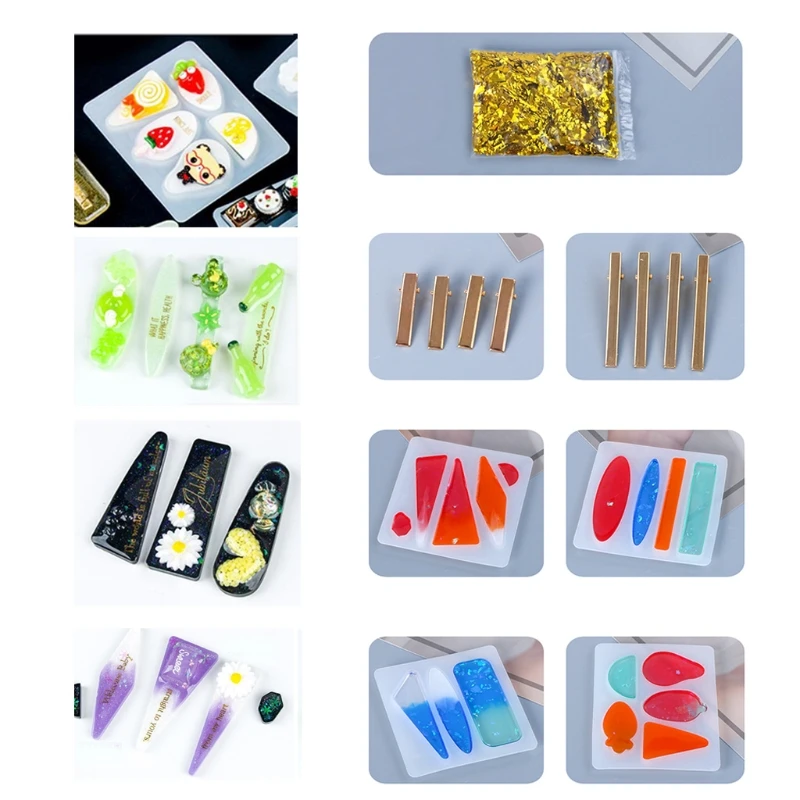 

Crystal Epoxy Resin Mold Hair Clip Geometric Barrette Hairpin Casting Silicone Mould DIY Crafts Jewelry Headwear Making Tools