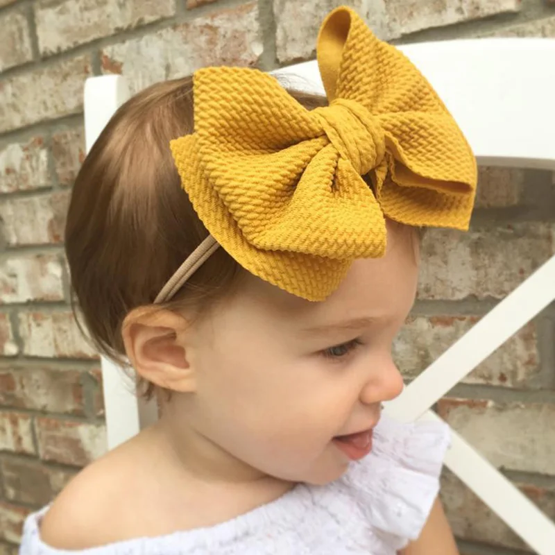 Детские милые повязки голову большой бант DIY двухслойный нейлоновые для волос