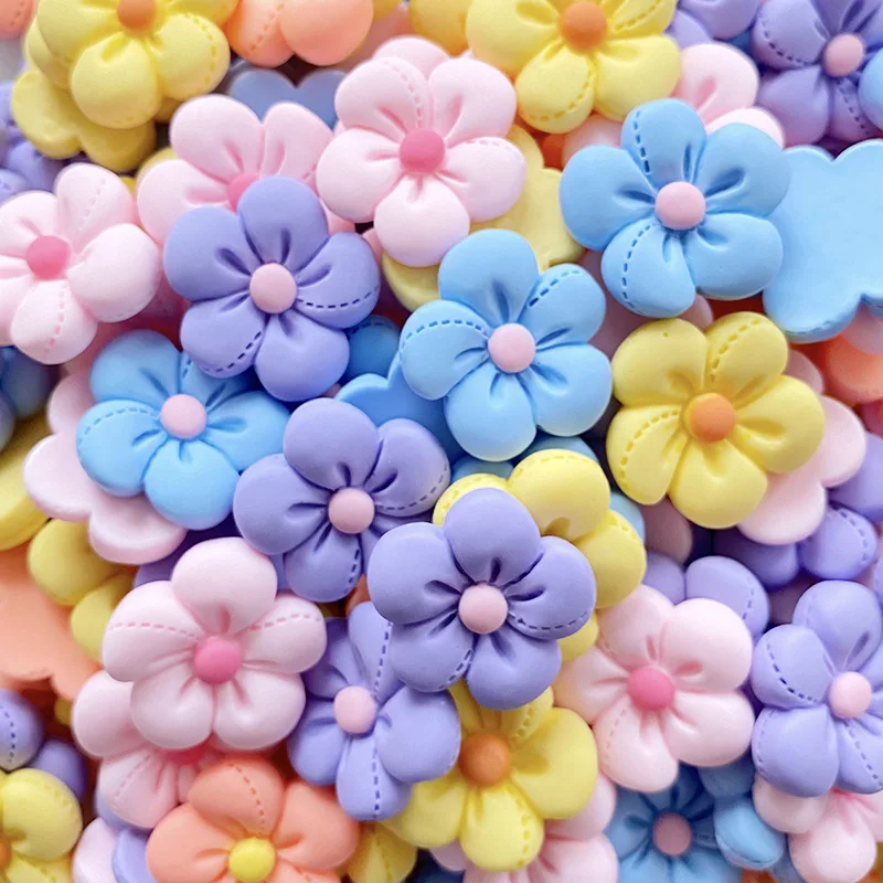 

30Pcs/Lot 3CM Mix Colors Flowers Flatback Resin Cabochons Scrapbook Craft DIY Embellishments Decor Headwear Accessories