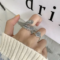 aesthetic designer handmade ginkgo leaf rings for women exaggerated jewelry fashion vintage punk adjustable accessories gift