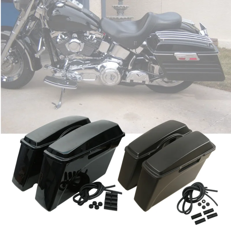 Motorcycle ABS Hard Saddle Bags Saddlebag For Harley Touring Models 1994-2013 Road King Glide