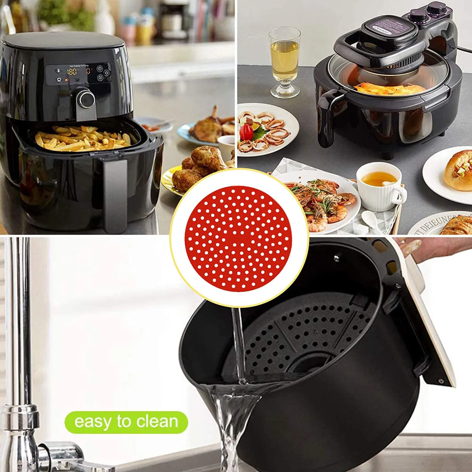 

Non-Stick Silicone Reusable Air Fryer Lined Square With Non-slip Heat Resistant Baking Mat Oven Cooking Accessories For Kitchen