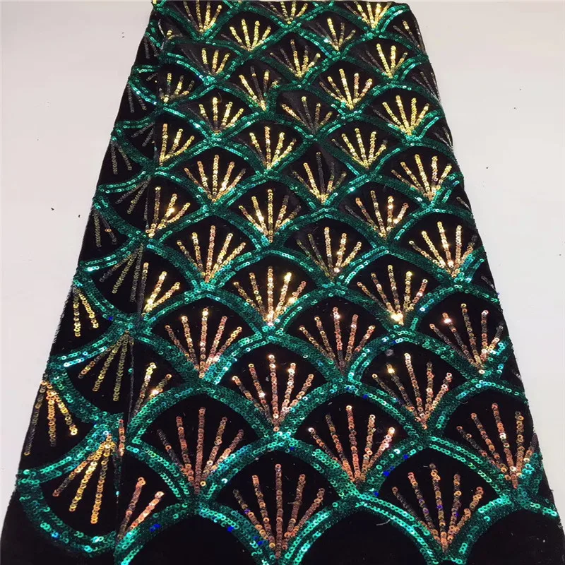 

Velvet Lace Fabric for Dresses 2019 Latest Nigerian French Tulle Lace with Sequin High Quality African Sequins Lace Fabric