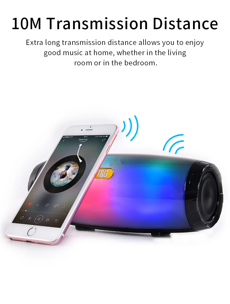 Большой светодиодный динамик TG157 портативный беспроводной bluetooth-динамик стерео