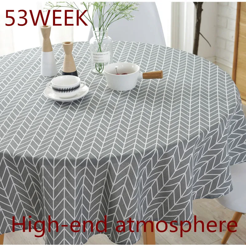 Нордическая круглая скатерть из полиэстера льна и хлопка под заказ с принтом 2019 |