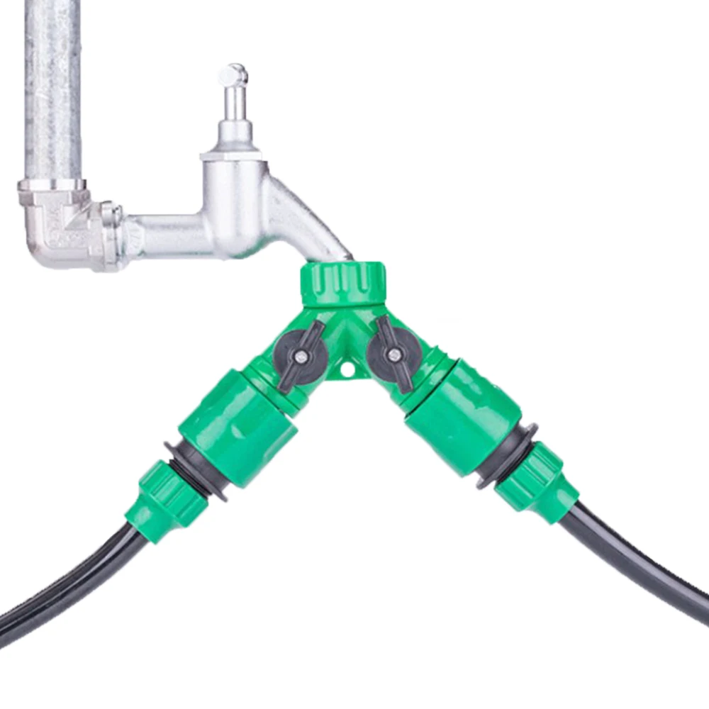 

Water Hose Tap Splitter 2 Way Quick Connector Y Type Adapt Garden Faucet Adaptor Pipe Outlet Drip Irrig Valve Outdoor Wholesale