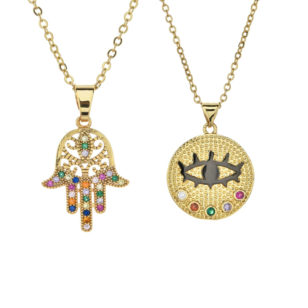 Ожерелье ZMZY с подвеской хамса турецким кристаллом и рукой сглаза женское