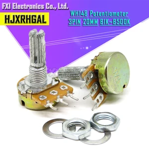 10pcs WH148 B1K B2K B5K B10K B20K B50K B100K B500K 3Pin 20mm Shaft Amplifier Dual Stereo Potentiometer 1K 2K 5K 10K 50K 100K