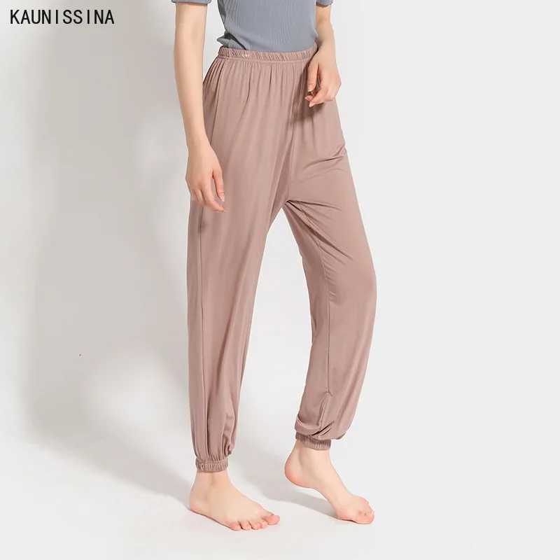 

Женские Модальные штаны для сна, однотонные Длинные шаровары, Пижама, одежда для сна, штаны для отдыха, Женская домашняя одежда, одежда для с...