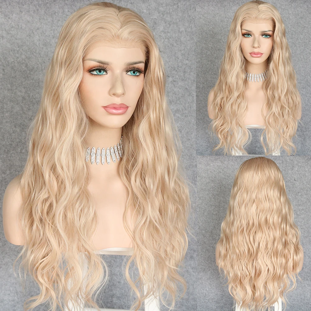 Lvcheryl ручная работа блонд цвет натуральный длинные волнистые волосы парики из