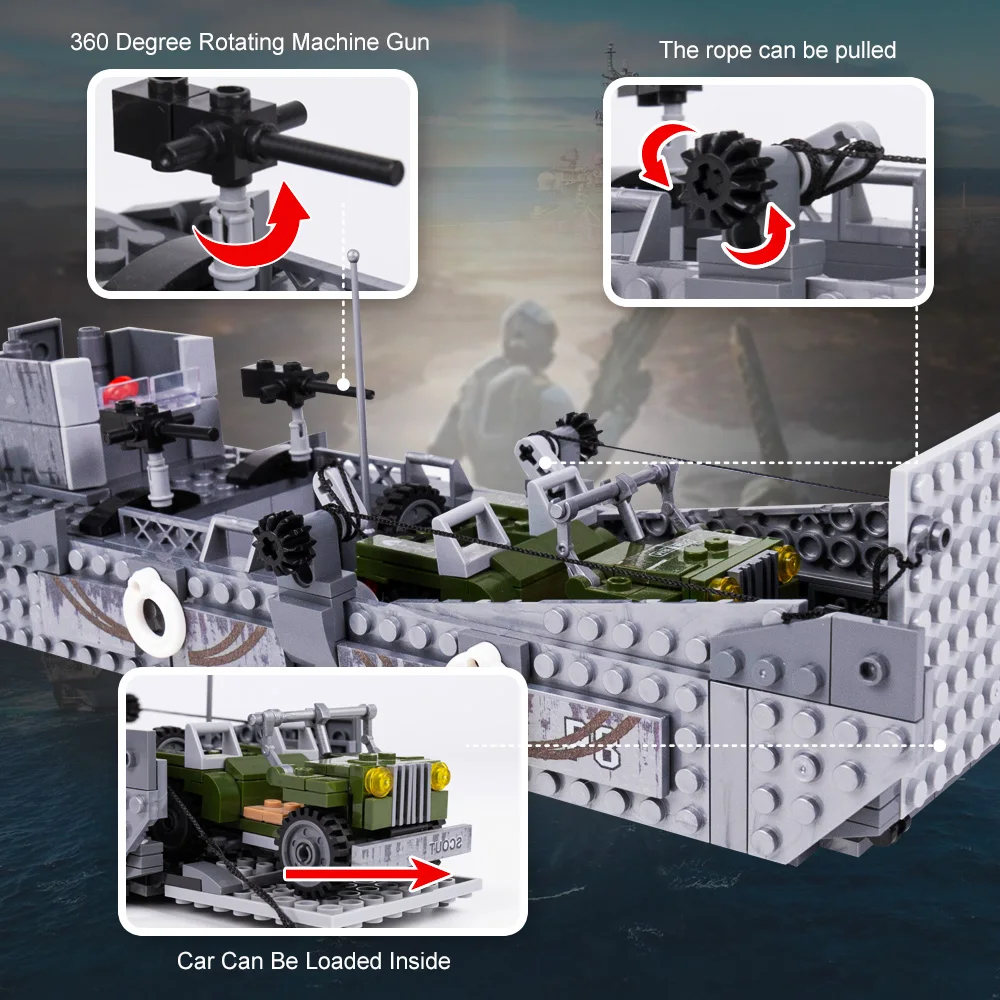 GU010 LCM3 модель посадочного корабля военные серии строительные блоки корабль