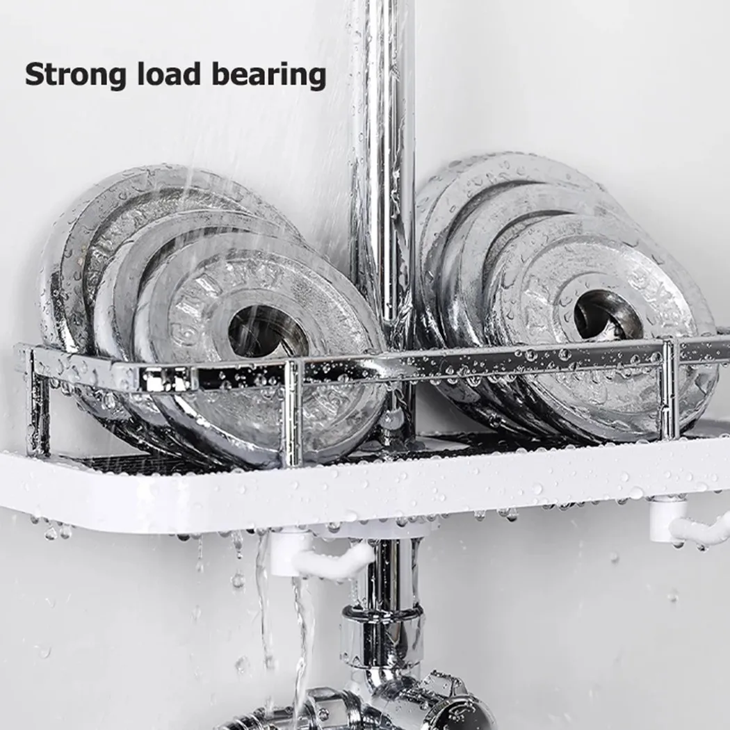 

Bathroom Shower Accessorys Rack Organiser Tray Pole Storage Holder Shelf Tray Single Tier Shower Head Holder