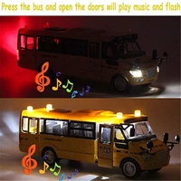 large alloy school bus toy die cast vehicles yellow pull back 9 play bus with sounds and lights for kids baby wholesale