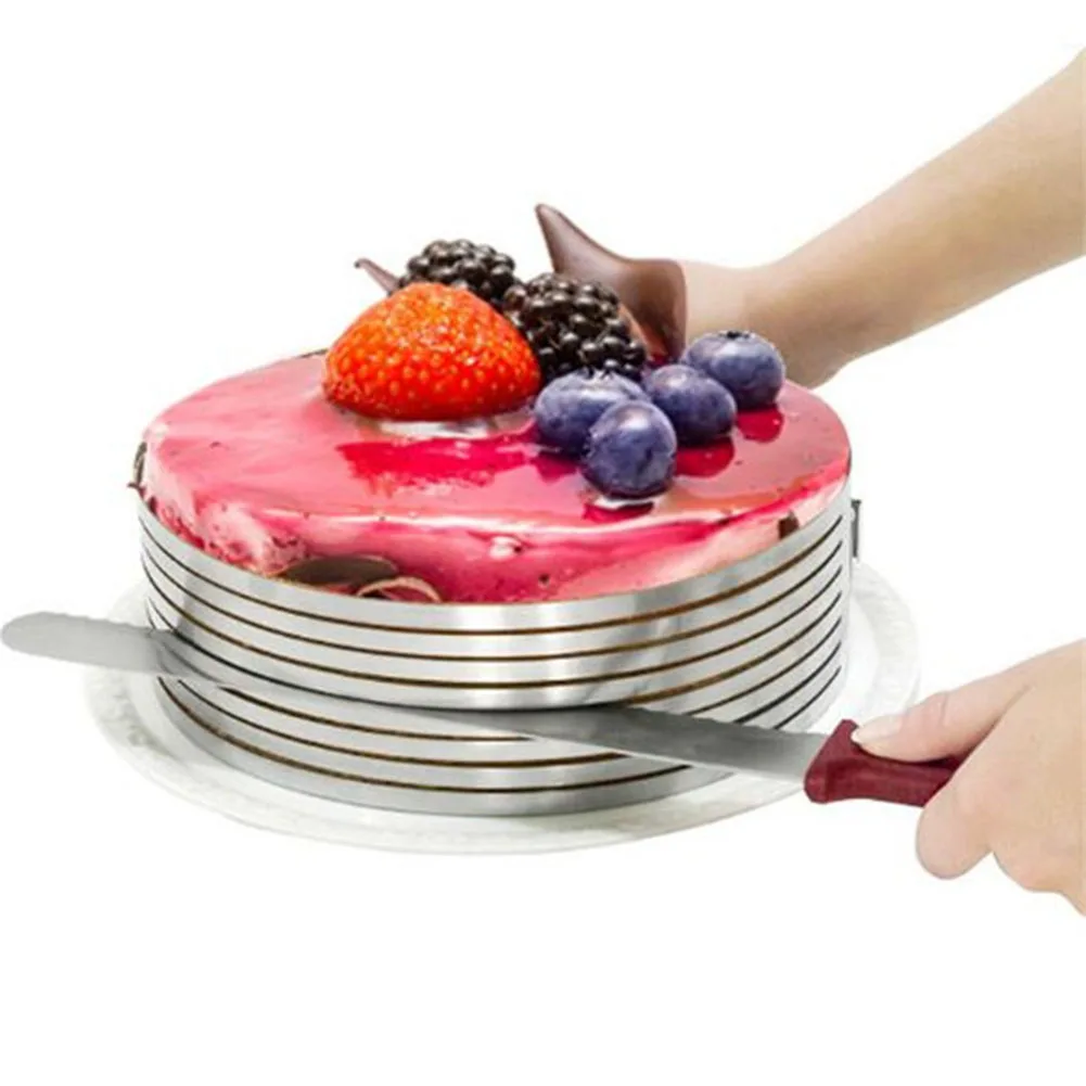 

1Pcs Bread Slicer Stainless steel Easy To Use Convenient Adjustable Layer Ring Cake Mousse Slice Mold Baking Tray Tool Cake Mold
