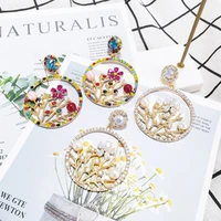 new woman retro metal colorful crystal pendant earrings exquisite butterfly earrings water drop tassel jewelry