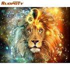 Алмазная 5D картина RUOPOTY с квадратными стразами, вышивка с изображением Льва, стразы, мозаика, вышивка крестиком, рукоделие, подарок сделай сам