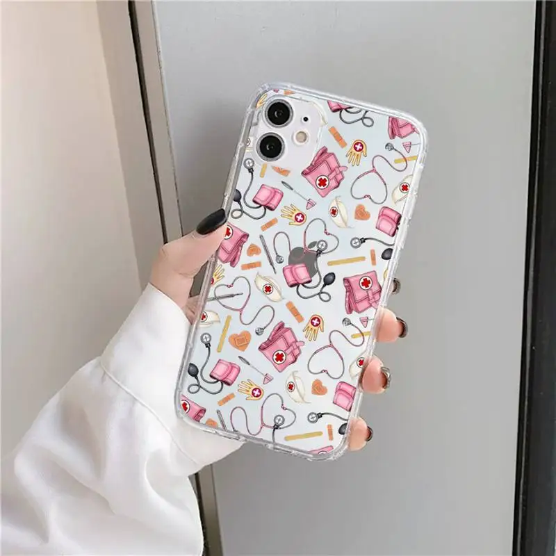 

Nurse Medical Medicine Health Heart Phone Case Transparent for iPhone 11 12 mini pro XS MAX 8 7 6 6S Plus X 5S SE 2020 XR
