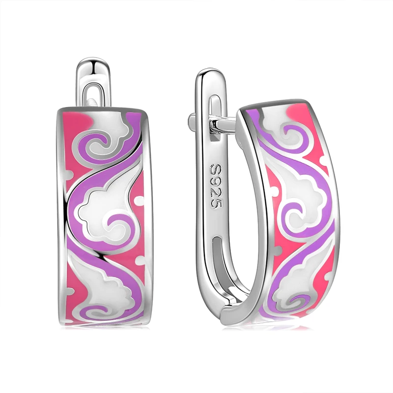 Женские серьги гвоздики из серебра 925 пробы с натуральной эмалью|Серьги-гвоздики| |