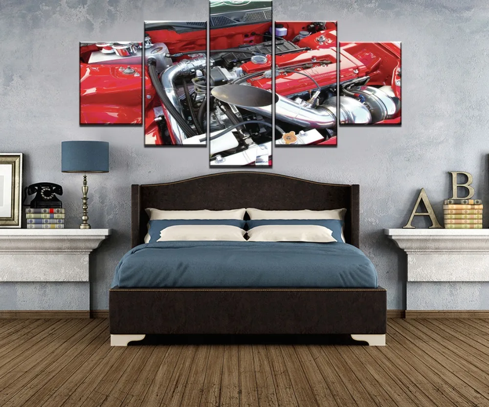 

5 Pieces Modular Print Picture Poster H Engine Abstract Modern Decorative Canvas Painting Wall Pictures For Living Room Wall Art