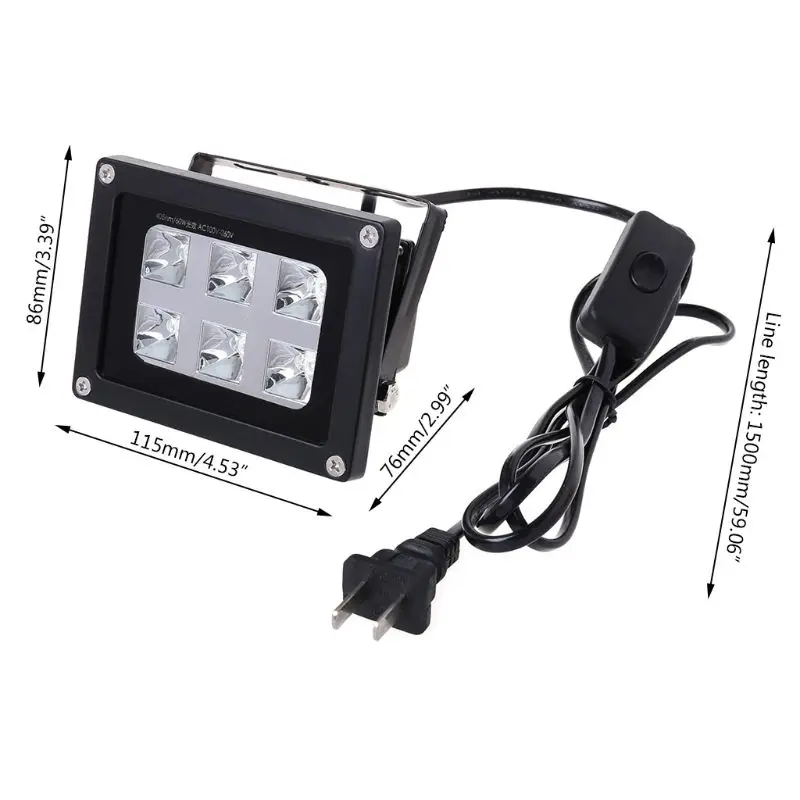 usukeuau plug 100 260v 60w 405nm 6 uv led resin curing light lamp for sla dlp 3d printer photosensitive accessories free global shipping