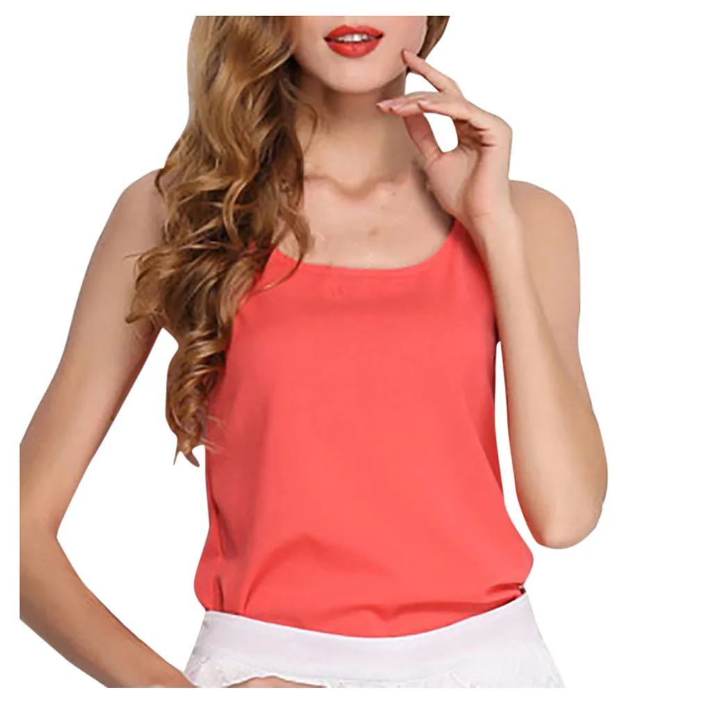 Шифоновая Женская майка с круглым вырезом без рукавов чистый цвет легкие топы