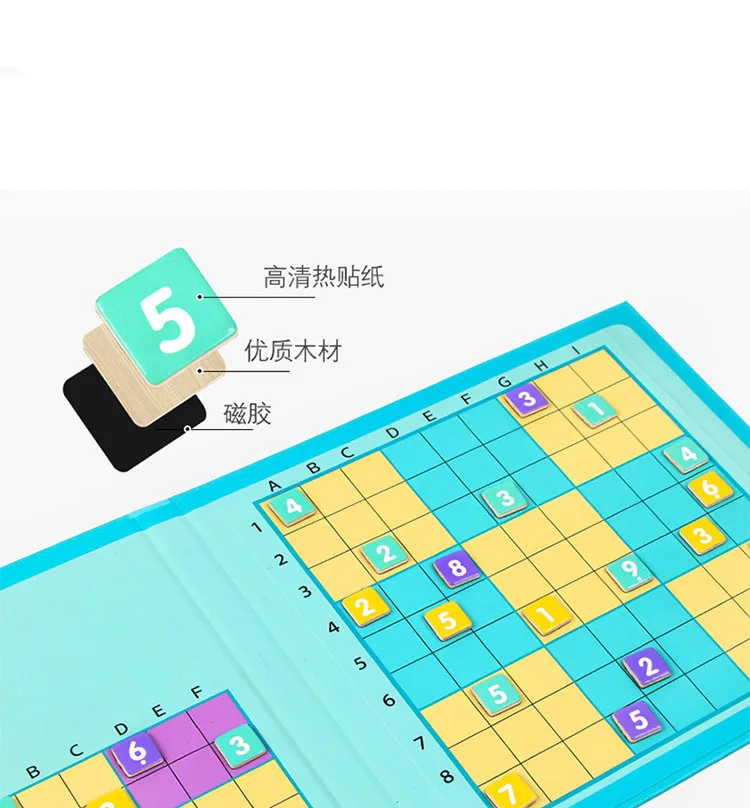 

4 in 1 Magnetic Wooden Sudoku Game Book Preschool Early Learning Kids Logical Thinking Math Toy Puzzle Gift