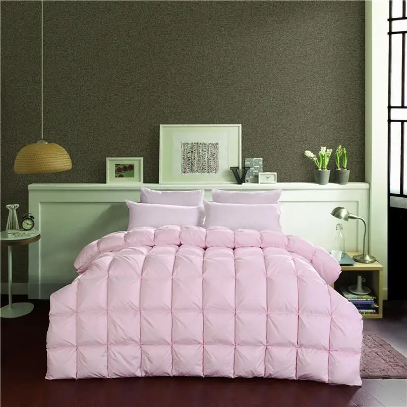 

42 Down Comforter King Queen Size Duvet cover Filler Insert Pinch Pleat Bread Shape Design 100% Cotton Reversible