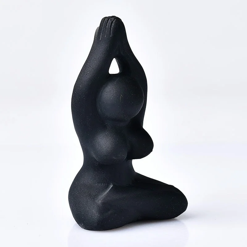 

Natural Obsidian Stone Carved Yoga Model Figurine Carving Chakra Healing Quartz Reiki Wicca Withcraft Room Decor