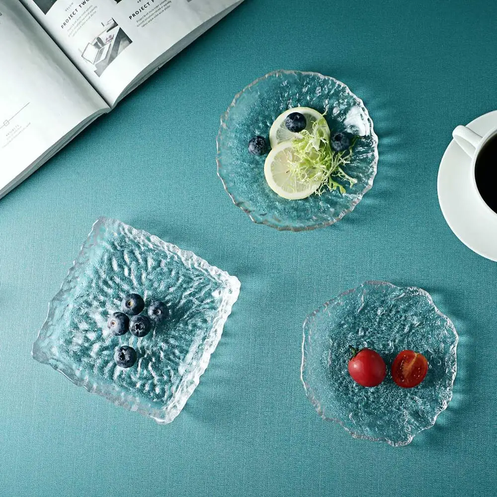 Нестандартный стеклянный поднос фруктовая тарелка Сервировочная закуски орехи