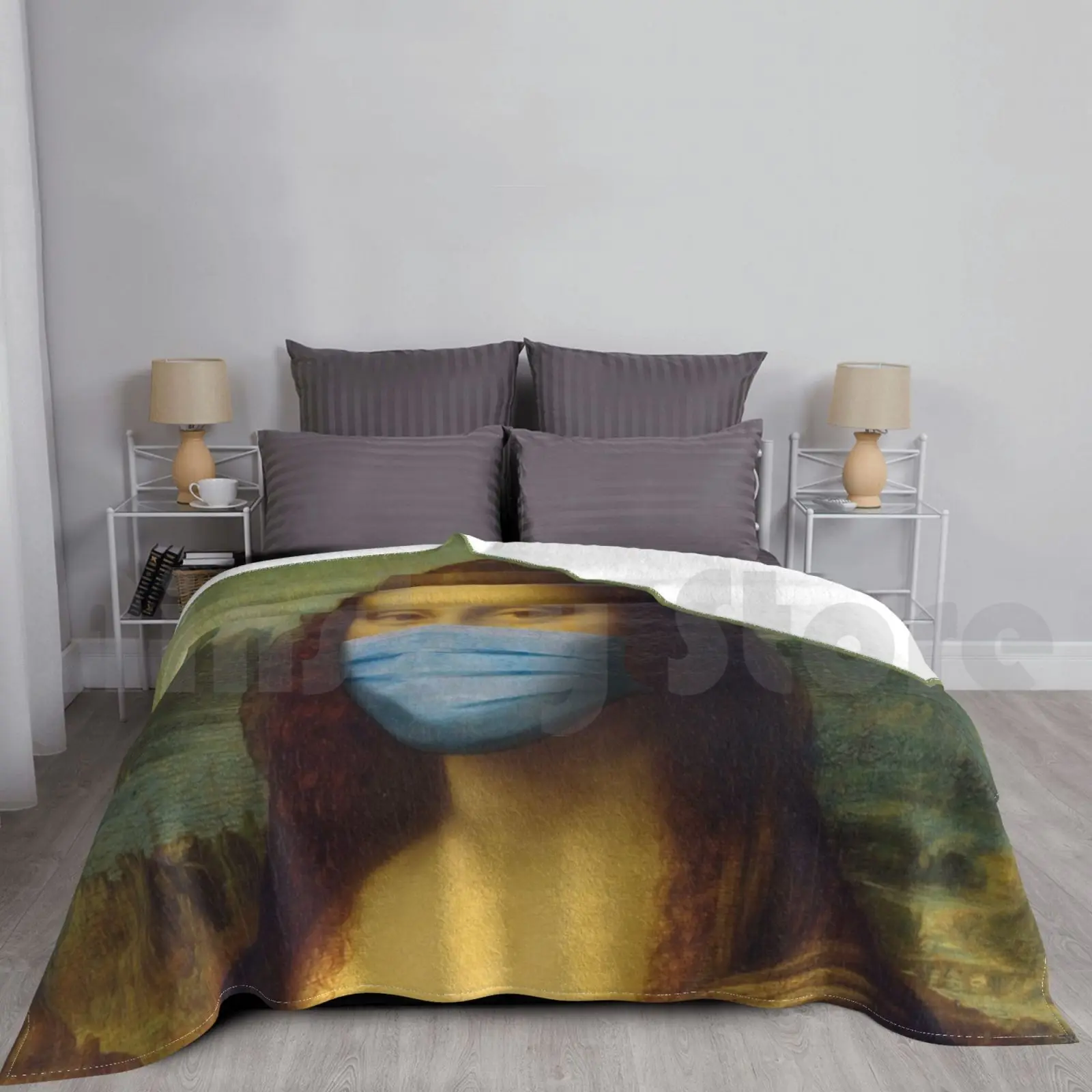 2021 Mona Lisa Blanket Super Soft Warm Light Thin Toilet Paper Quarantine Social Distancing Home Stay At Home Mona
