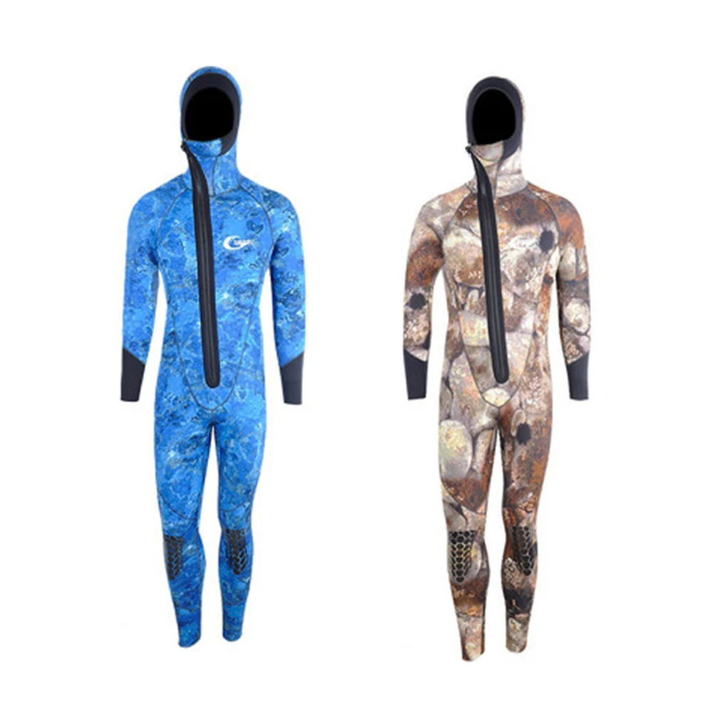 

2021 New Mens 5mm wetsuit camouflage men's spearfishing warm fishing suit camo surfers with chloroprene diving suit Plus Size