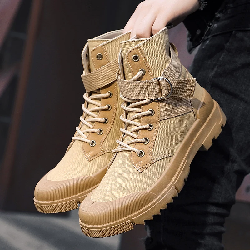 

High Top Casual Men's Shoe Solid Color Men Sneakers Mesh Breathable Male Footwears Autumn Increase Ankle Boots Tide Shoes Newest