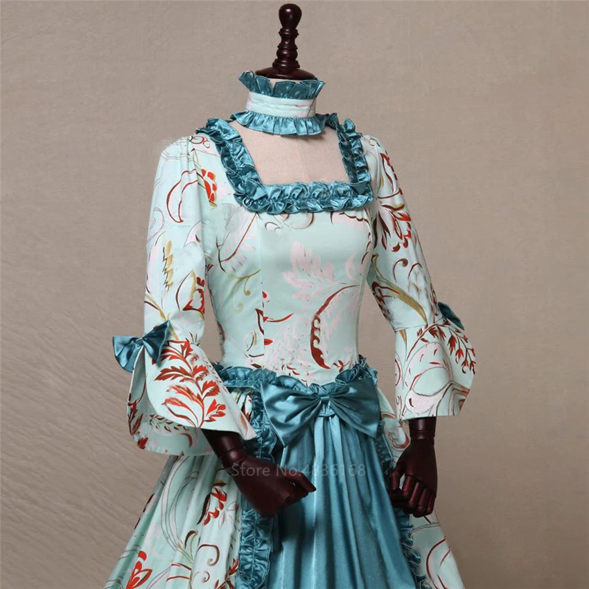 

Renaissance Women Medieval Princess Cosplay Halloween Costume For Adult Stiching Bow-knot Noble Dress Palace Gown Carnival Party