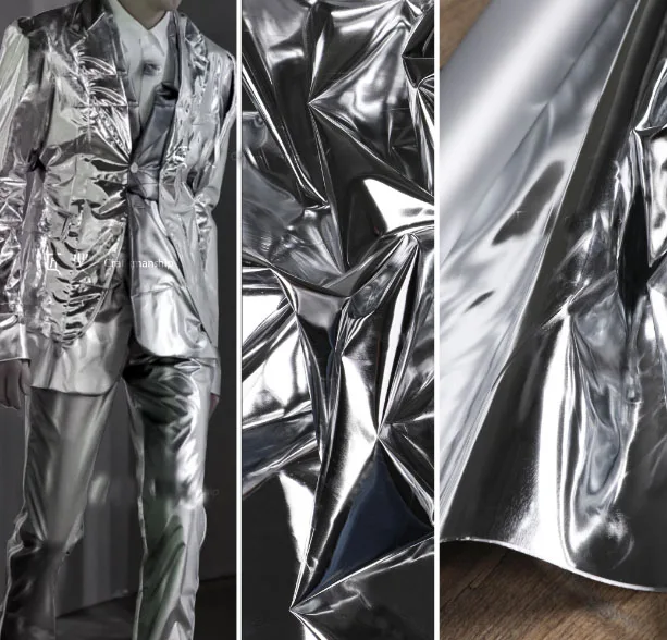 

Зеркальная Серебристая композитная пленка из ТПУ креативная дизайнерская ткань для одежды