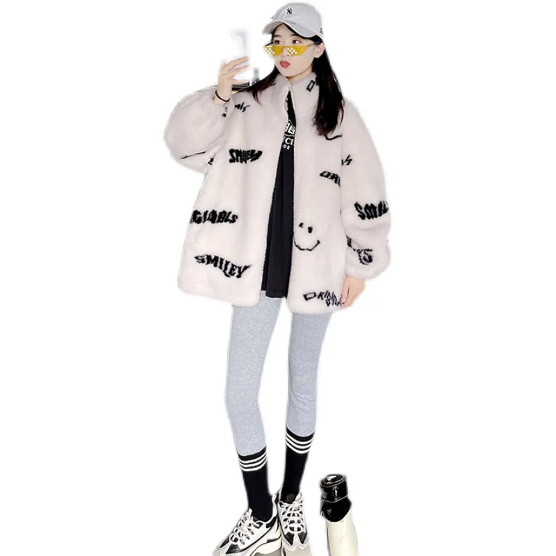 

2021 New imitation rabbit fur coat women's mid-length lamb fur coat is thin and young women's warm coat H19