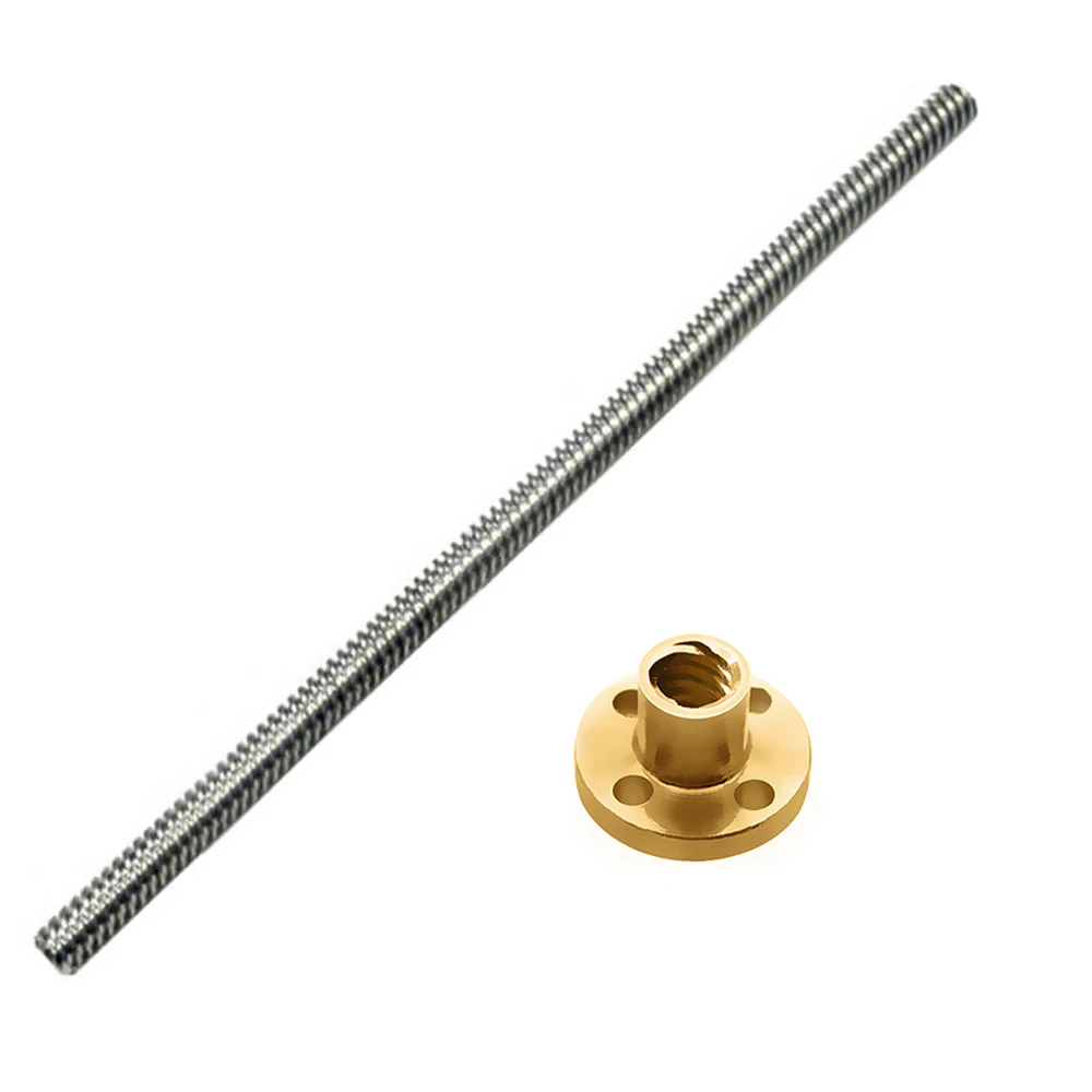 

T8 Lead Screw lead 4mm/8mm Length 200 300 400 500 MM Trapezoidal Spindle Screw with Brass Copper Nuts