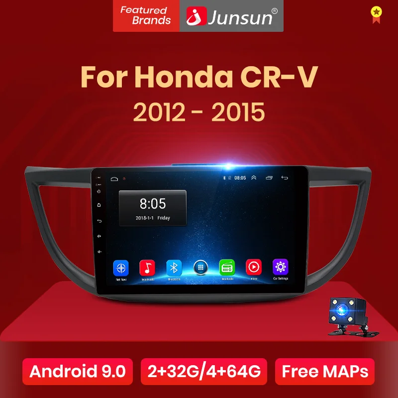 Junsun 4G+ 64G Android 9,0 для Honda CR-V CRV 2012 2013 Авто 2 din автомагнитола стерео плеер Bluetooth gps Нет 2din dvd