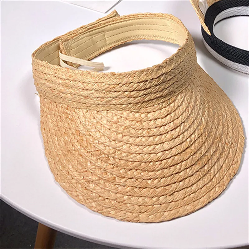 

Womens Summer Raffia Foldable Straw Sun Visor Wide Brim Hat Packable Women Brach Cap Ladies Uv Roll Up Korean Sun Visor