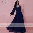 Lakshmigown шифоновое платье с рюшами темно-синего цвета с длинным рукавом для матери невесты 2022 abendkleid женское вечернее платье