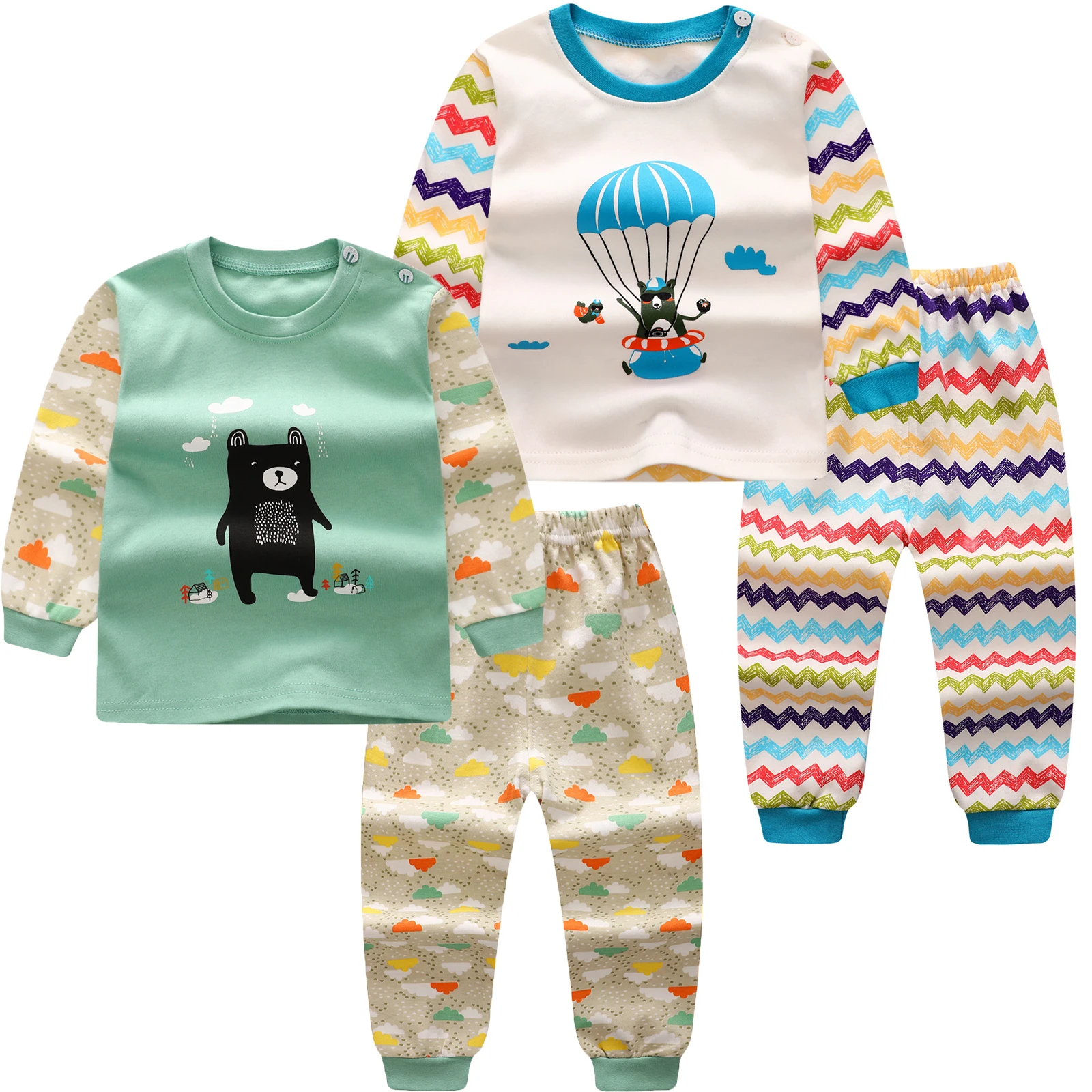 

Two-piece children's underwear set spring and autumn pure cotton thin section men and women baby long-sleeved cartoon home servi